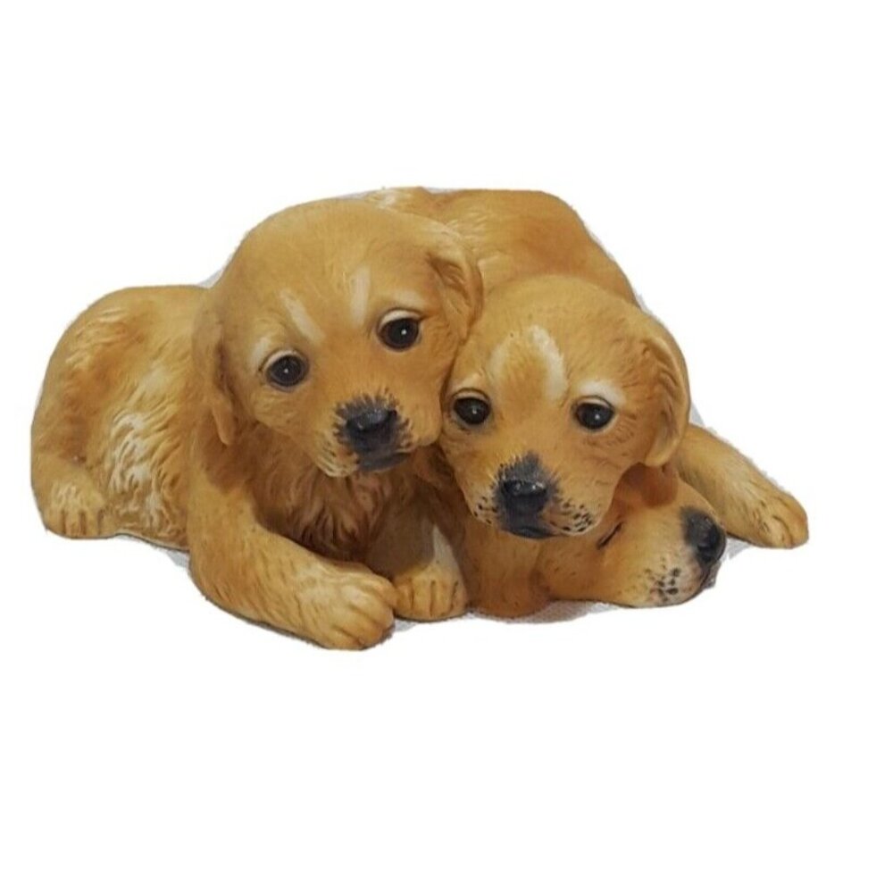 HOMCO 1987 Masterpiece Golden Retriever Puppy Porcelain Figurine Vintage Dog De